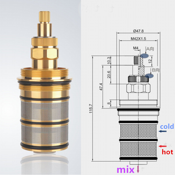 Shower Valve Cartridge - 真鍮バスシャワーサーモスタット混合弁ためカートリッジ & ハンドルミキサーシャワー蛇口シャワー混合弁カートリッジ